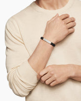 Streamline® ID Bracelet  in Black Rubber with Diamonds and 18K Yellow Gold, 10mm